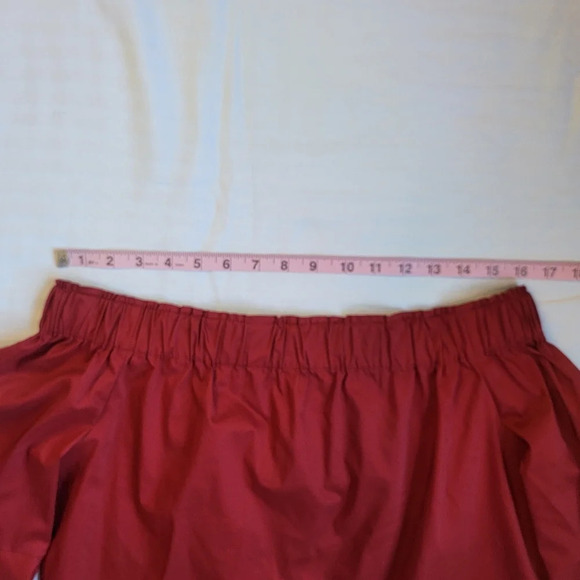 NWT Express Off the Shoulder top burgandy dark red bell sleeves S - Picture 7 of 8
